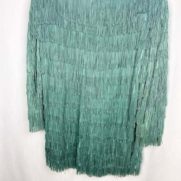 Vintage Nightworks Fringe‎ Tunic Plus Size 18W Aqua Light Teal Flapper Disco - Picture 4 of 10